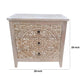 28 Inch Ornate Medallion Accent Cabinet with 3 Drawers, Mango Wood, White By Casagear Home