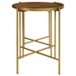 2 Piece Round Nesting Tables, Gold Iron, Modern Mango Wood, Warm Brown By Casagear Home
