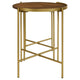 2 Piece Round Nesting Tables Gold Iron Modern Mango Wood Warm Brown By Casagear Home BM309212