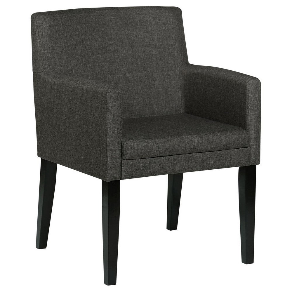 Kinza 24 Inch Armchair Set of 2, Gray, Cushioned Seat, Wood Block Legs By Casagear Home