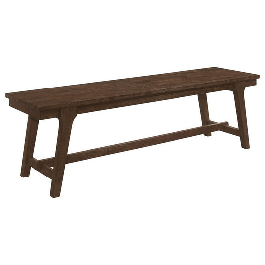 Riza 60 Inch Bench, Wire Brushed, Asian Hardwood, Angled Block Legs, Brown By Casagear Home