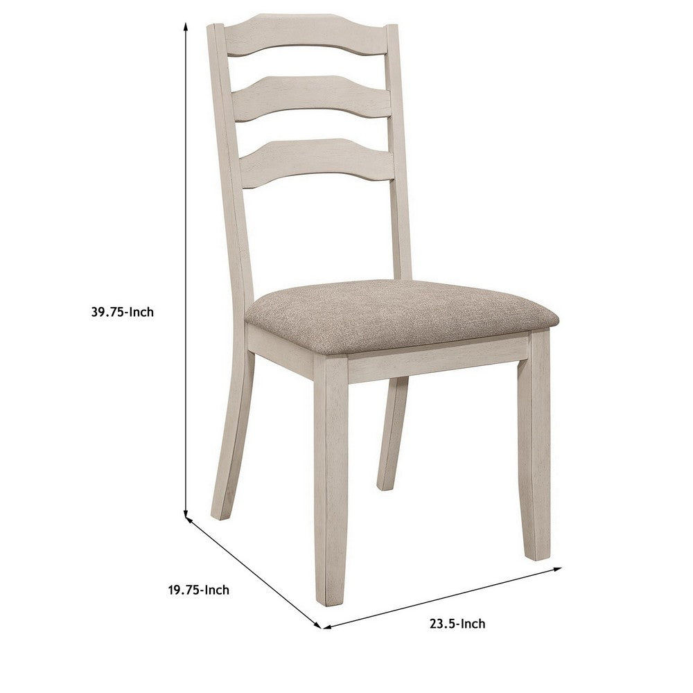 Rina 24 Inch Dining Chair, Set of 2, Ladderback, Cream, Asian Hardwood By Casagear Home