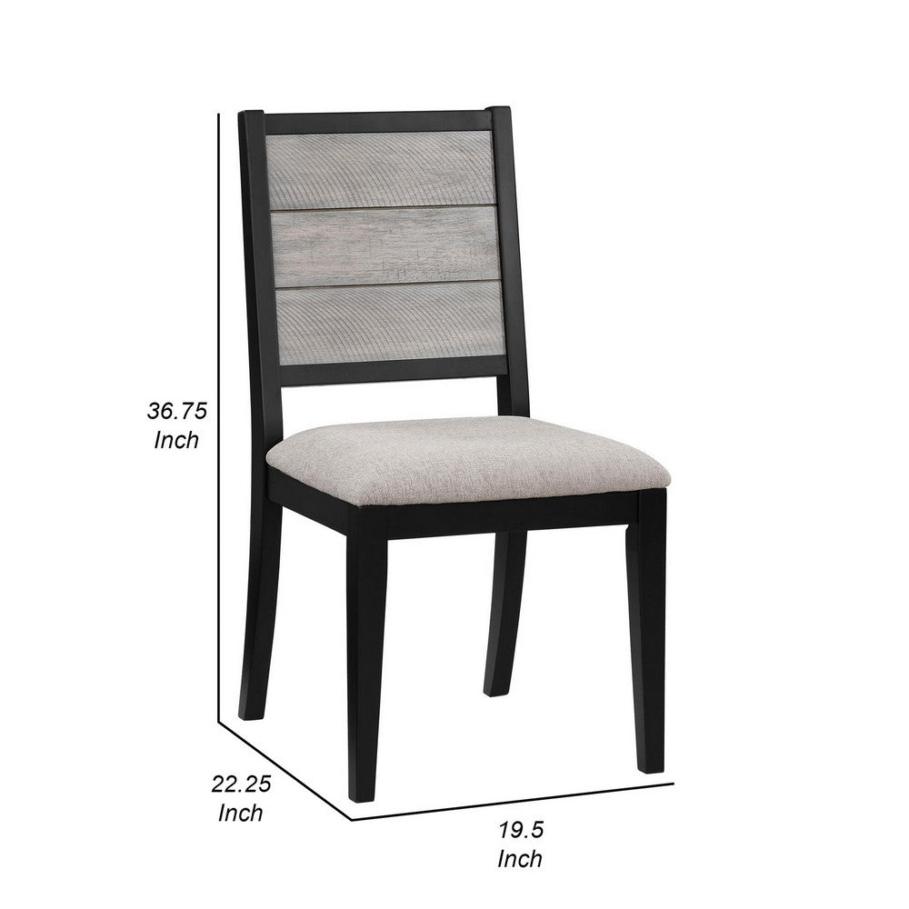 Elina 23 Inch Dining Chair, Set of 2, Plank Style Back, Gray Polyester By Casagear Home