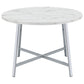 45 Inch Dining Table, Faux Carrara Round Marble Top, Chrome Metal Legs By Casagear Home