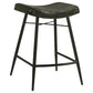 Vini 25 Inch Counter Stool Set of 2, Curved Leather Seat, Tufted Black By Casagear Home