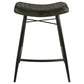 Vini 25 Inch Counter Stool Set of 2, Curved Leather Seat, Tufted Black By Casagear Home