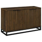 47 Inch Sideboard Cabinet Console, 4 Door, Carved Panels, Black and Brown By Casagear Home