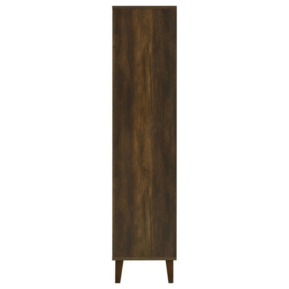69 Inch Tall Accent Cabinet, Vertical Slatted Design, Brown and Black  By Casagear Home