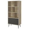 70 Inch Bookcase 3 Shelves Vertical Dividers 2 Drawers Brown Gray By Casagear Home BM309269