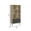 70 Inch Bookcase, 3 Shelves, Vertical Dividers, 2 Drawers, Brown, Gray By Casagear Home