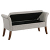 Ako 52 Inch Storage Bench, Button Tufting, Flared Arms, Beige Upholstery By Casagear Home