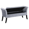 Ako 52 Inch Storage Bench, Button Tufting, Flared Arms, Gray Upholstery By Casagear Home