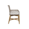 Aok 23 Inch Teak Outdoor Dining Chair, Gray Woven Rope, Curved Back, Brown By Casagear Home