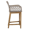 Aok 27 Inch Outdoor Counter Stool Chair Gray Woven Rope Curved Brown Teak By Casagear Home BM309282