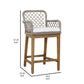 Aok 27 Inch Outdoor Counter Stool Chair Gray Woven Rope Curved Brown Teak By Casagear Home BM309282