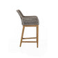 Navi 27 Inch Outdoor Counter Stool Chair, Woven Rope, Gray, Brown Teak By Casagear Home