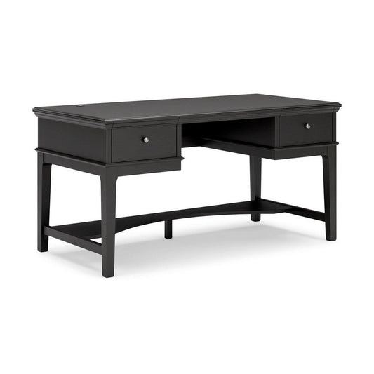 60 Inch Home Office Desk, 2 Spacious Storage Drawers, Vintage Black Finish By Casagear Home