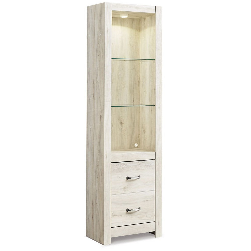 Ashley 72" Wood Pier, 4 Adjustable Shelves, Antiqued White Wood