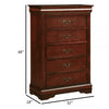 Zyna 48 Inch Tall Dresser Chest, Pine Wood, 5 Drawers, Cherry Brown  By Casagear Home