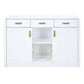 Raza 54 Inch Server Buffet Cabinet with Drawers, Metal Wine Holder, White By Casagear Home