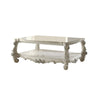 Kai 57 Inch Coffee Table, Traditional Scrolled Legs, Aspen Wood, White By Casagear Home