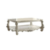 Kai 57 Inch Coffee Table, Traditional Scrolled Legs, Aspen Wood, White By Casagear Home