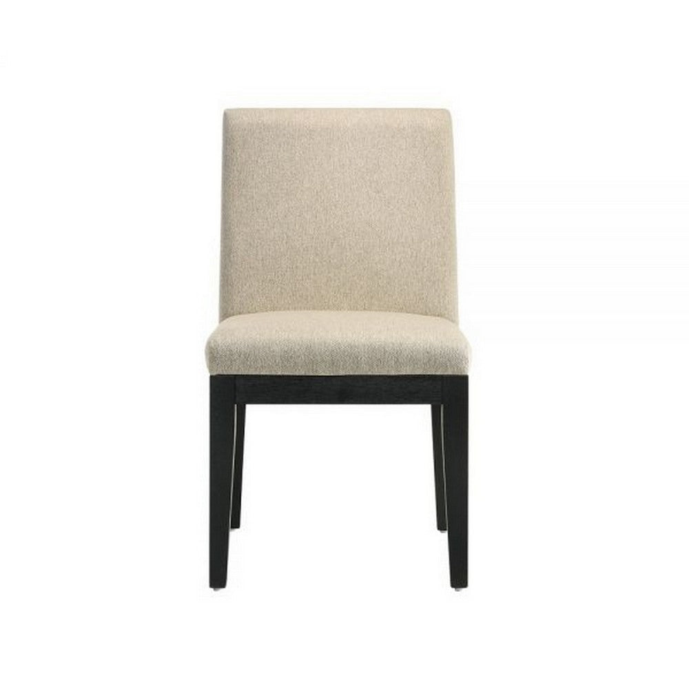 Fin 23 Inch Dining Chair, Set of 2, Fabric Upholstery, Beige and Black By Casagear Home