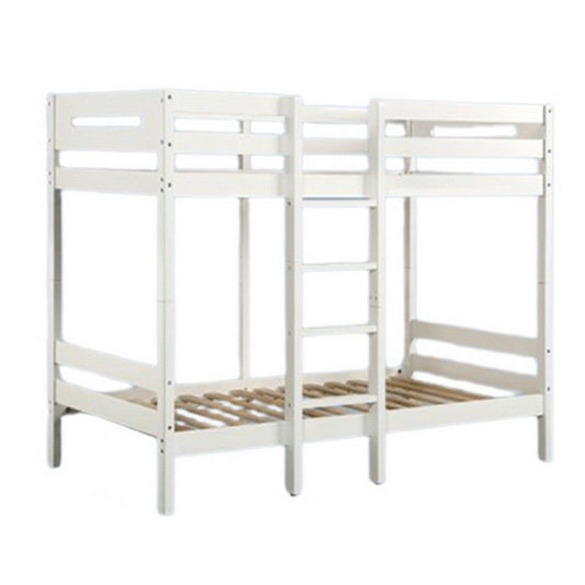 Asin Twin Bunk Bed with Front Facing Ladder, Pine Wood, Crisp White Finish By Casagear Home