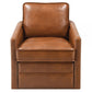 Roco 34 Inch Accent Chair with Swivel Faux Leather Upholstery Brown By Casagear Home BM309456