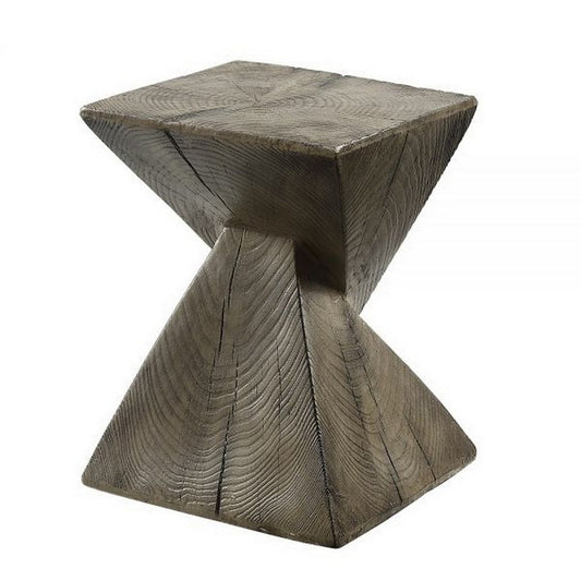 17 Inch Accent Table, Heavy-Duty Durability Cement, Weathered Oak Brown By Casagear Home