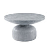 Lylie 30 Inch Coffee Table, Round Naturalistic Design, Gray Durable Cement By Casagear Home