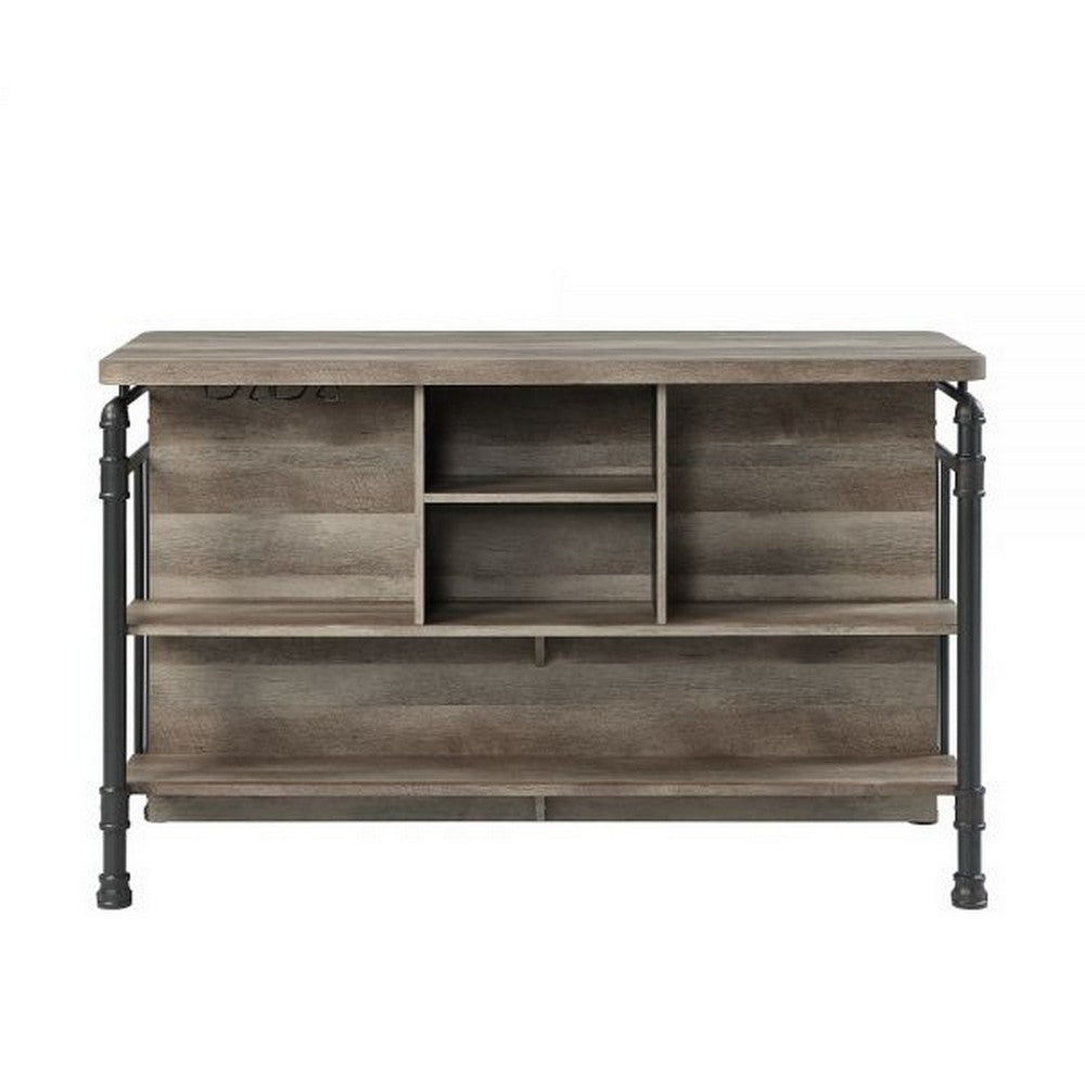 59 Inch Kitchen Island with 2 Shelves, Industrial Antique Oak Brown, Gray By Casagear Home