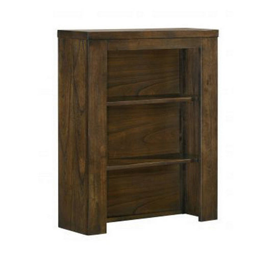 Maryl 26 Inch Pier Bookcase with 2 Shelves, Solid Wood, Antique Oak Brown  By Casagear Home