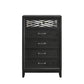 Kira 50 Inch Tall Dresser Chest, 5 Dovetail Drawers, Black Rubberwood By Casagear Home