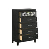 Kira 50 Inch Tall Dresser Chest, 5 Dovetail Drawers, Black Rubberwood By Casagear Home