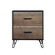 Lala 25 Inch Nightstand 2 Drawers Black Handles Rustic Brown Wood Finish By Casagear Home BM309490