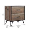 Lala 25 Inch Nightstand, 2 Drawers, Black Handles, Rustic Brown Wood Finish By Casagear Home