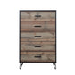 Lala 50 Inch Tall Dresser Chest, 5 Drawers, Black Handles, Rustic Brown By Casagear Home