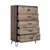 Lala 50 Inch Tall Dresser Chest, 5 Drawers, Black Handles, Rustic Brown By Casagear Home