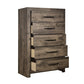 Ent 49 Inch Tall Dresser Chest, 5 Drawers with Black Handles, Greige Brown By Casagear Home