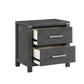 Tal 27 Inch Nightstand, 2 Drawers with Chrome Handles, Charcoal Gray Finish By Casagear Home