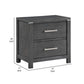 Tal 27 Inch Nightstand, 2 Drawers with Chrome Handles, Charcoal Gray Finish By Casagear Home