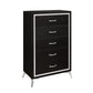 Sami 49 Inch Tall Dresser, 5 Drawers, Mirror Trim, Embossed Texture, Black By Casagear Home