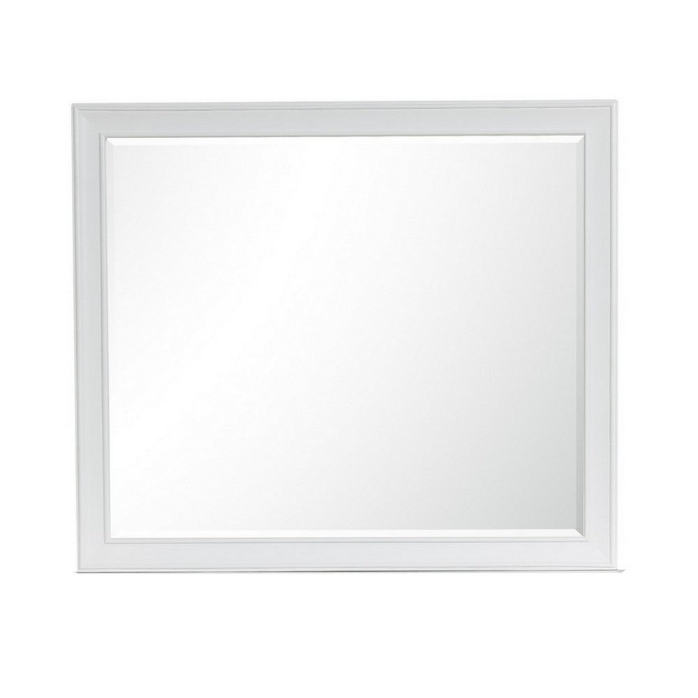 Limi 37 x 43 Dresser Mirror, Modern Wood Frame, White Brushed Finish By Casagear Home
