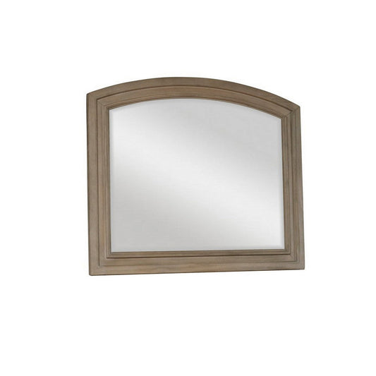 Jira 37 x 42 Dresser Mirror, Arched Curve, Multistep Brushed, Gray Wood By Casagear Home