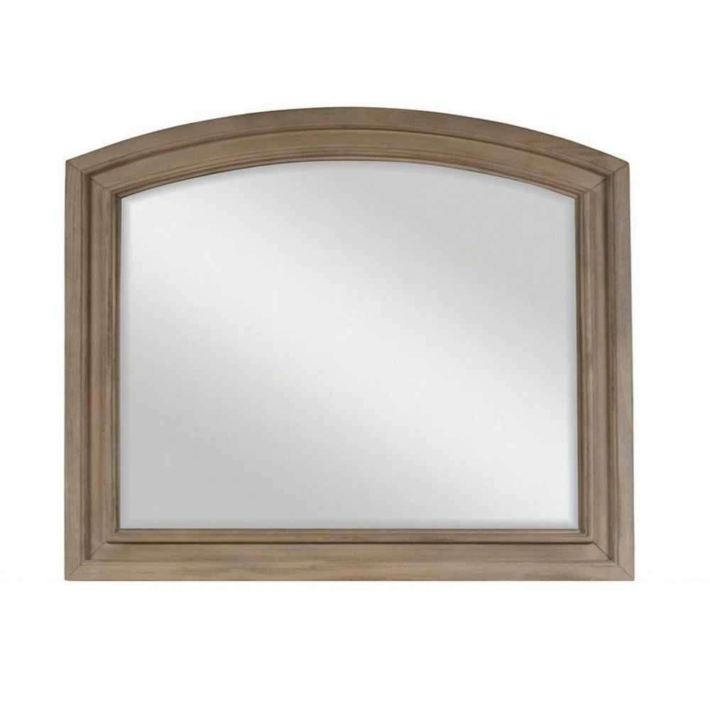 Jira 37 x 42 Dresser Mirror, Arched Curve, Multistep Brushed, Gray Wood By Casagear Home
