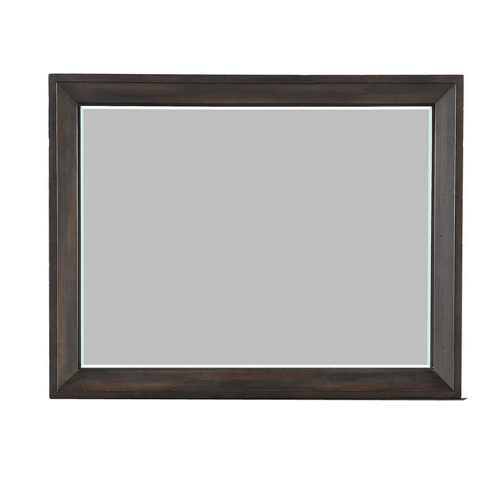 Laji 39 x 50 Dresser Mirror, Modern Style, Rich Walnut Brown Wood  By Casagear Home