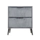 Moko 26 Inch Nightstand 2 Ribbed Soft Upholstered Drawers Smooth Gray By Casagear Home BM309525