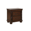 Akil 27 Inch Nightstand, 2 Drawers, Floral Carved Classic Cherry Brown Wood By Casagear Home