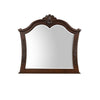 Akil 43 x 46 Dresser Mirror, Classic Arched Edges, Floral Carved Cherry Brown By Casagear Home